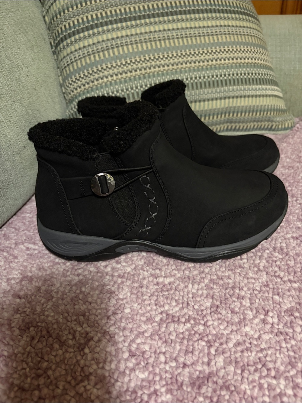 Easy Spirit Black Cozy Lined Ankle Booties